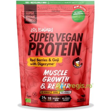 Proteina Super Vegan Potrivita dupa Efort cu Fructe Rosii si Goji cu DigeZyme fara Gluten Ecologica/Bio 400g