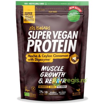 Proteina Super Vegan Potrivita dupa Efort cu Mocha si Scortisoara de Ceylon cu DigeZyme fara Gluten Ecologica/Bio 400g