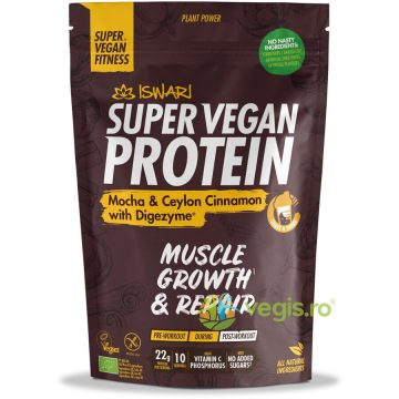 Proteina Super Vegan cu Mocha si Scortisoara de Ceylon cu DigeZyme (Format Mediu) fara Gluten Ecologica/Bio 875g