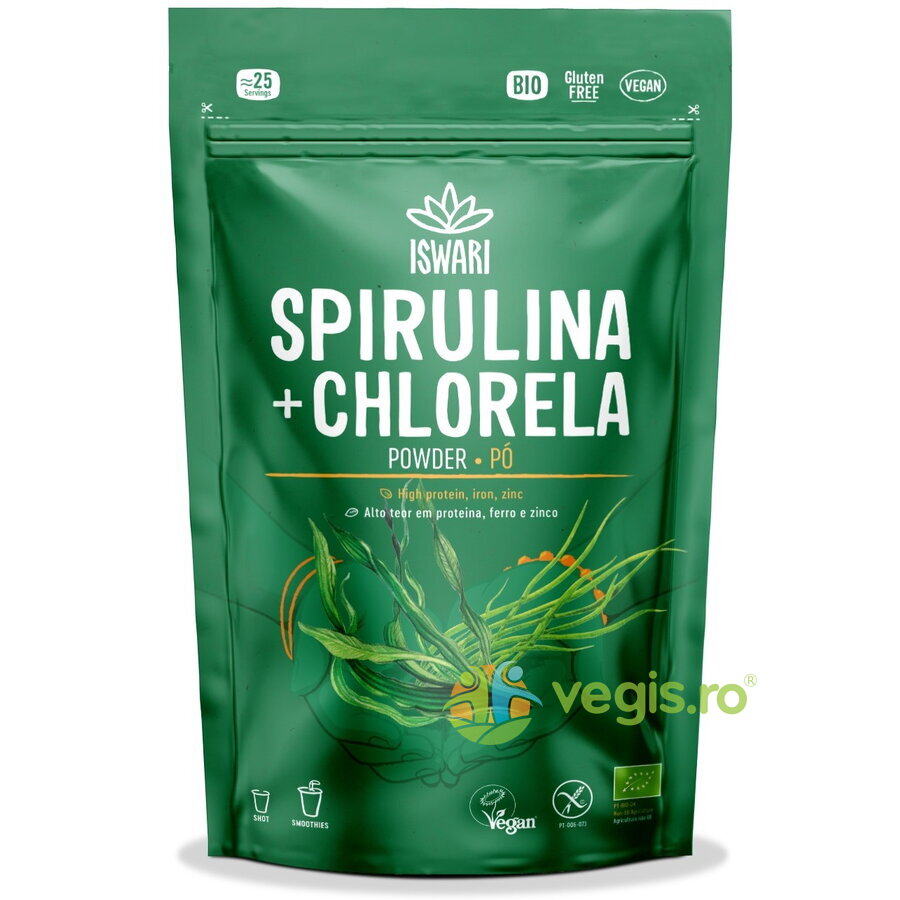 Pulbere de Spirulina si Chlorella fara Gluten Ecologica/Bio 125g