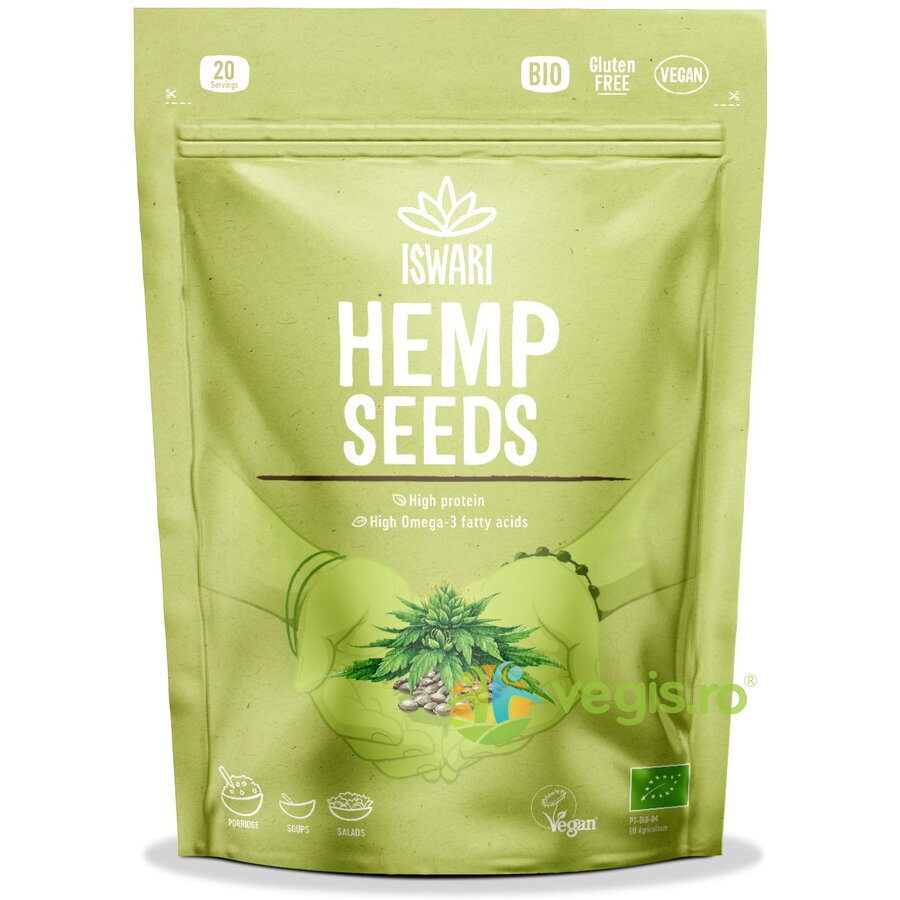 Seminte de Canepa Decorticate fara Gluten Ecologice/Bio 250g