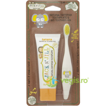 Pachet Pasta de Dinti cu Banane 50g + Periuta Ellie pentru Copii