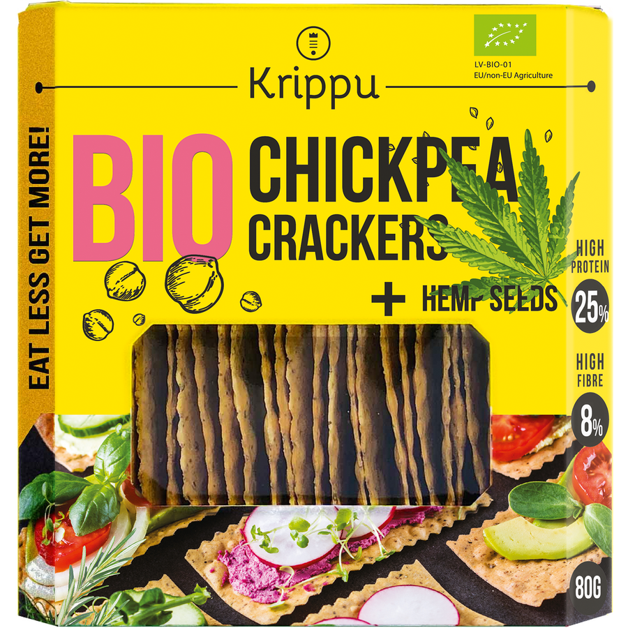 Crackers din Naut cu Seminte de Canepa Ecologici/Bio 80g