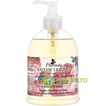 Sapun Lichid Vegetal Hidratant cu Parfum de Rosa Antica si Ulei de Jojoba Florinda 500ml