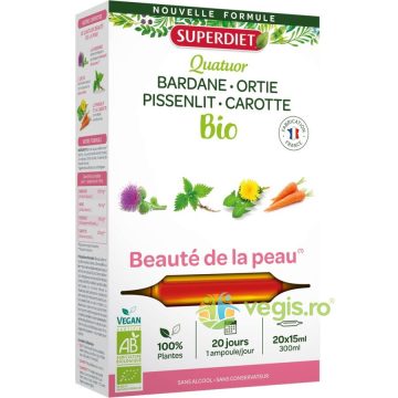 Fiole pentru Sanatatea Pielii din 4 Plante Ecologice/Bio 20x15ml