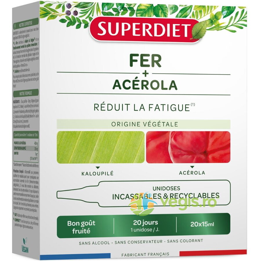 Fier Natural + Acerola Ecologic/Bio 20 fiole reciclabile x 15ml