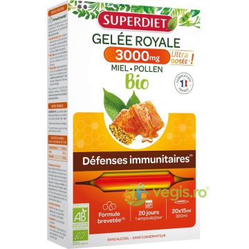 Fiole cu Laptisor de Matca (Gelee Royale) 3000mg Ecologice/Bio 20x15ml