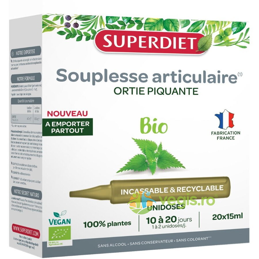 Urzica pentru Articulatii Flexibile Ecologice/Bio 20 fiole x 15ml