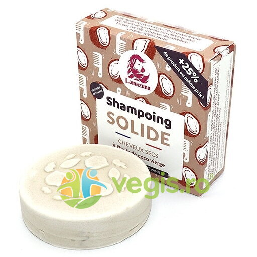 Sampon Solid pentru Par Uscat cu Ulei de Cocos Virgin si Vanilie 70g