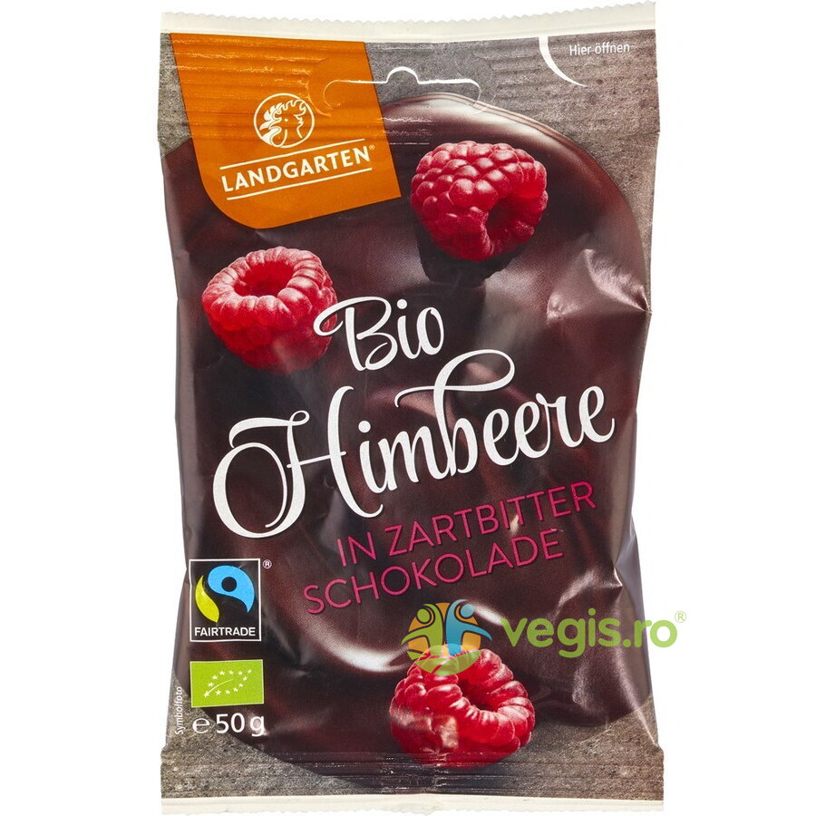 Zmeura Liofilizata Invelita in Ciocolata Amaruie fara Gluten Ecologica/Bio 50g