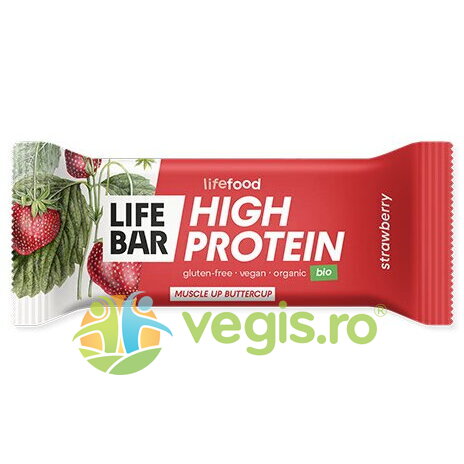 Baton Proteic cu Capsuni Ecologic/Bio 40g