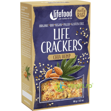 Crackers cu Chia si Canepa Raw fara Gluten Ecologici/Bio 90g