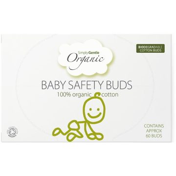 Betisoare de Urechi din Bumbac Organic cu Opritor pentru Bebelusi Simply Gentle Organic 60buc