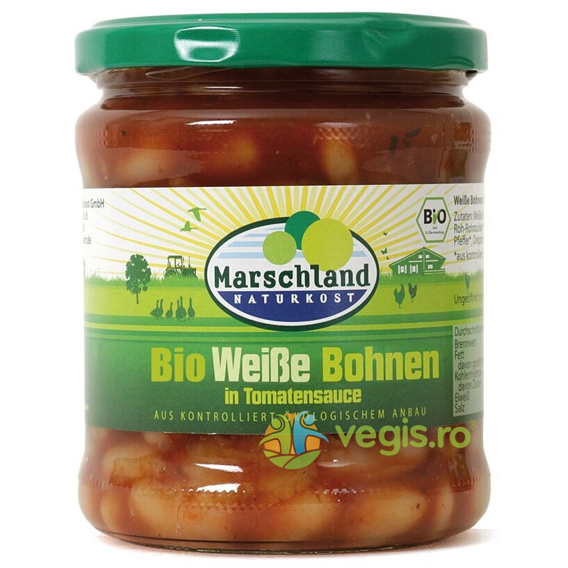 Fasole Alba in Sos de Rosii Ecologica/Bio 350g