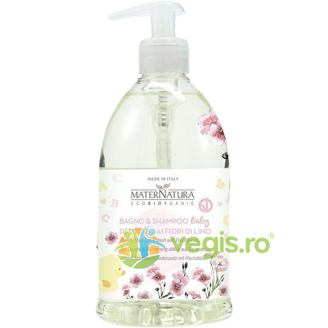Sampon si Gel de Dus pentru Copii cu Flori de In 500ml