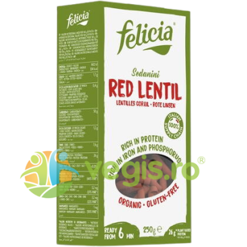 Sedanini din Linte Rosie fara Gluten Biori Ecologice/Bio 250g