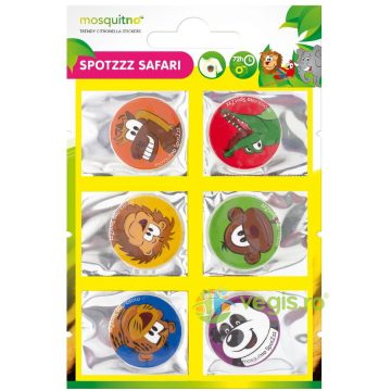 Set 6 Stickere Anti-tantari pentru Copii cu Parfum de Citronella Spotzzz Safari 5.4g