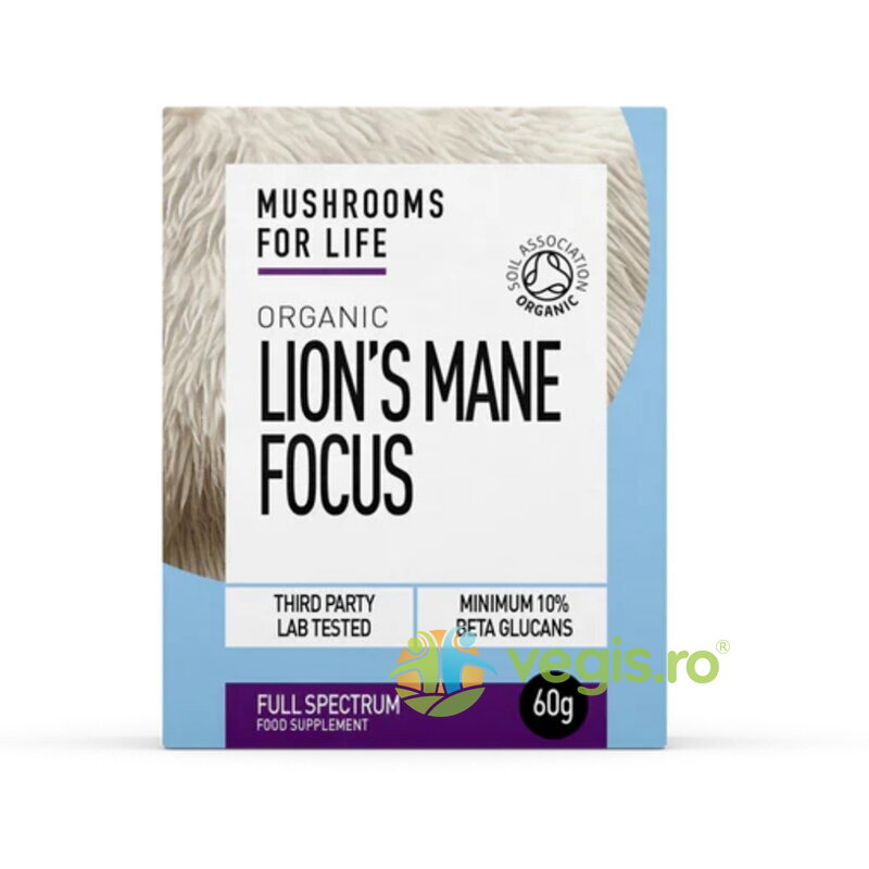 Pulbere de Lions Mane Focus 1000mg Full Spectrum Ecologica/Bio 60g