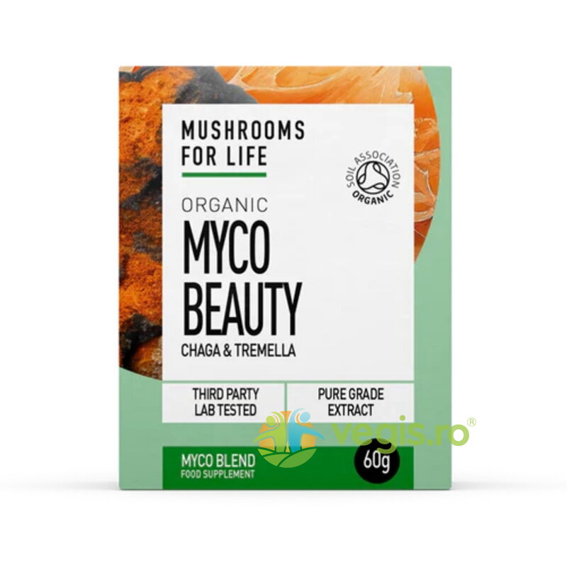 Pulbere Myco Beauty Chaga si Tremella 1000mg Pure Grade Extracts Ecologica/Bio 60g