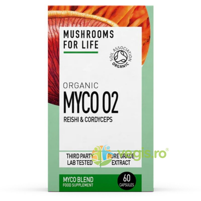 Myco O2 Reishi si Cordyceps 800mg Pure Grade Extracts Ecologic/Bio 60cps