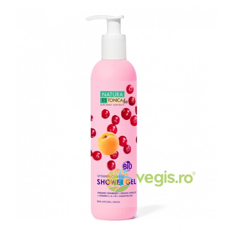 Gel de Dus Natural cu Merisor si Caise Vitamin Charge 400ml
