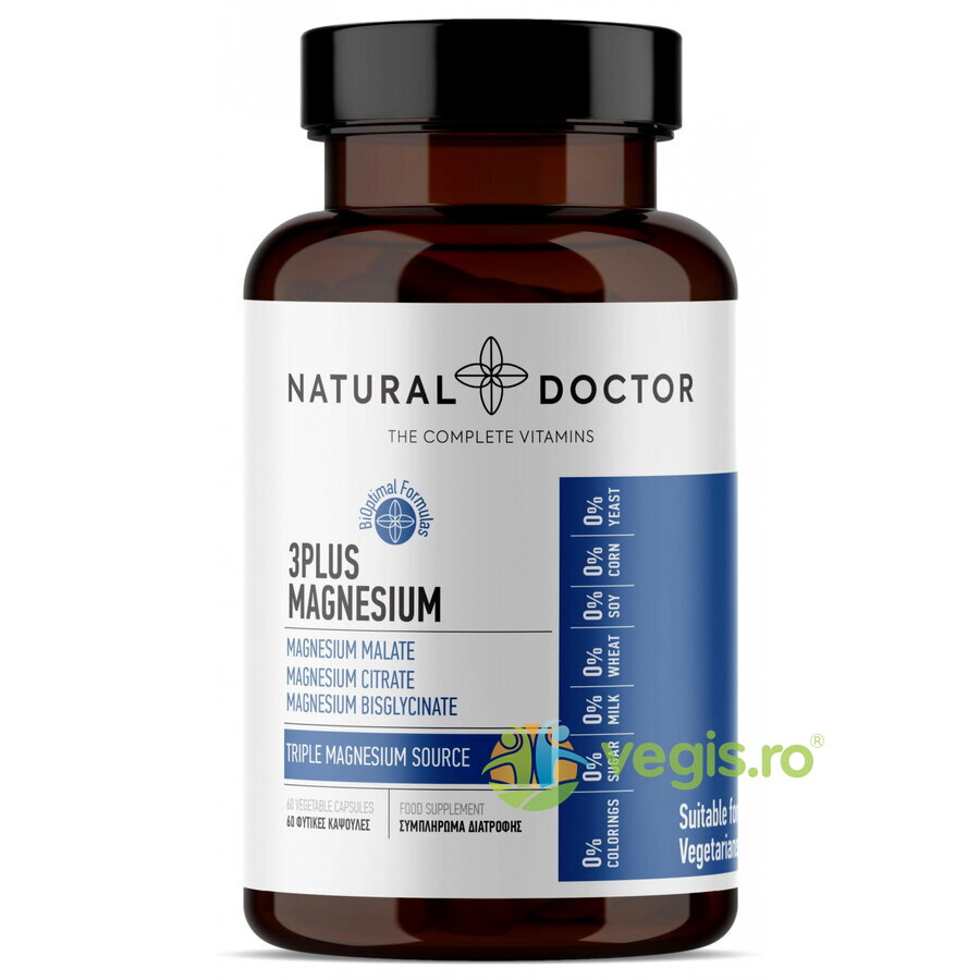 Magneziu pentru Recuperare Musculara si Functie Psihologica Normala 3Plus Magnesium 60cps