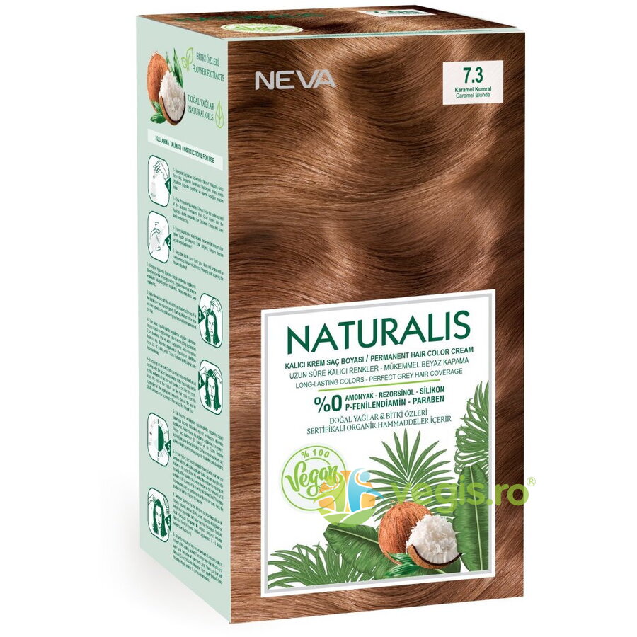 Vopsea de Par Vegana, fara Amoniac Blond Caramel 7.3 Naturalis Neva 150ml