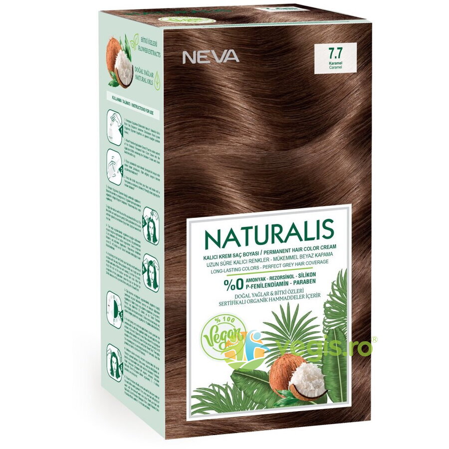 Vopsea de Par Vegana, fara Amoniac Caramel 7.7 Naturalis Neva 150ml