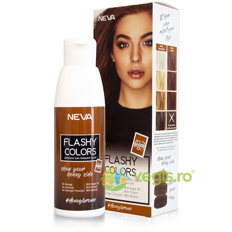 Nuantator Semipermanent fara Amoniac Honey Brown (Saten Miere) Flashy Colors 100ml