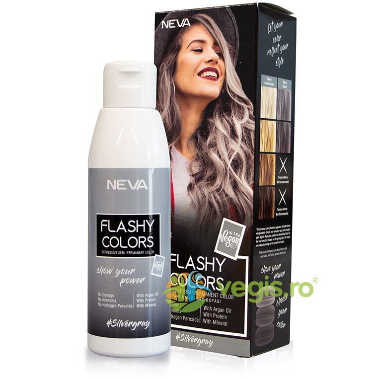 Nuantator Semipermanent fara Amoniac Silver Gray (Gri Argintiu) Flashy Colors 100ml