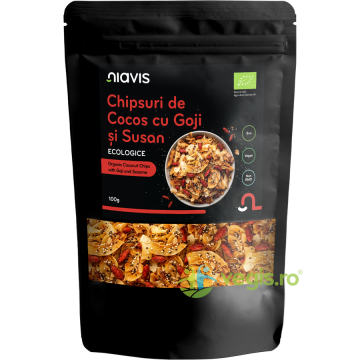 Chips-uri de Cocos cu Goji si Susan Ecologice/Bio 100g