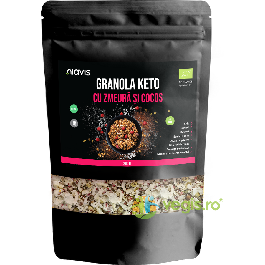 Granola Keto cu Zmeura si Cocos Ecologica/Bio 200g