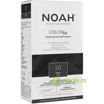 Vopsea de Par Permanenta cu Proteina de Orez si Ulei de In fara Amoniac Nuanta 1.0 Negru 140ml