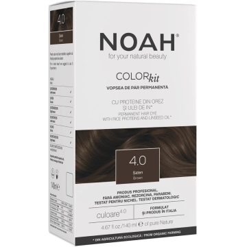 Vopsea de Par Permanenta fara Amoniac cu Proteina de Orez si Ulei de In 4.0 Saten 140ml