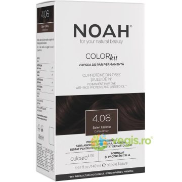 Vopsea de Par Permanenta cu Proteina de Orez si Ulei de In fara Amoniac Nuanta 4.06 Saten Cafeniu 140ml