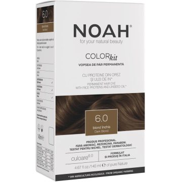 Vopsea de Par Permanenta cu Proteina de Orez si Ulei de In 6.0 Blond Inchis fara Amoniac 140ml