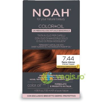 Vopsea de Par Permanenta pe Baza de Ulei 7.44 Aramiu Intens (Intense Copper) fara Amoniac 135ml