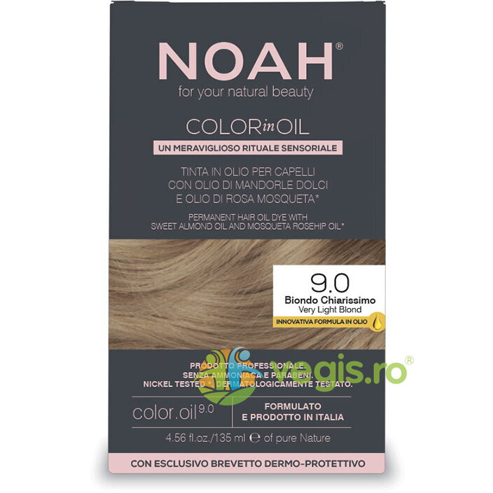 Vopsea de Par Permanenta pe Baza de Ulei 9.0 Blond Foarte Deschis (Very Light Blond) fara Amoniac 135ml