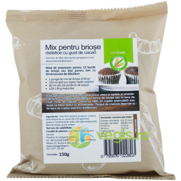 Mix pentru Briose Dietetice cu Gust de Cacao fara Gluten 150g