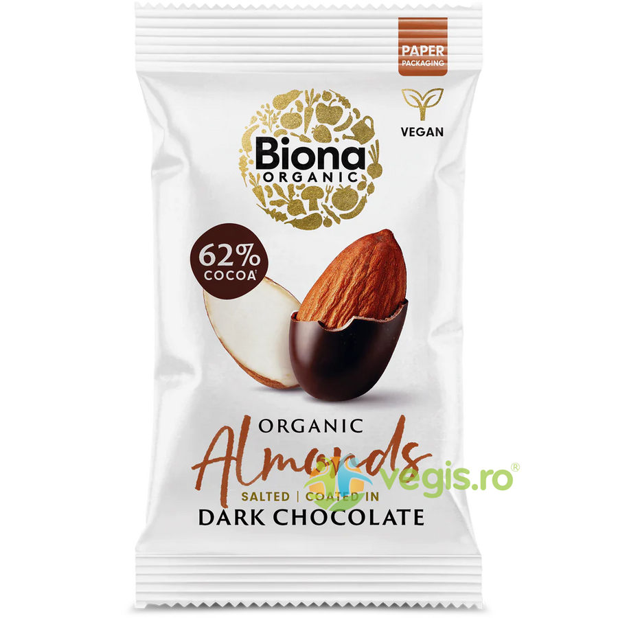 Migdale Sarate Invelite in Ciocolata Neagra Ecologice/Bio 30g