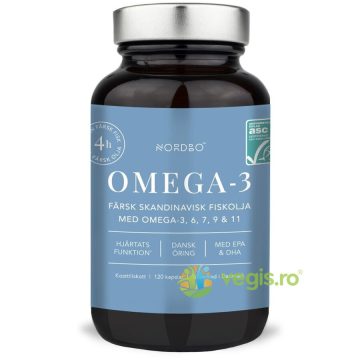 Omega-3, 6, 9 & 11 Ulei de Peste din Pastrav Danez 120cps