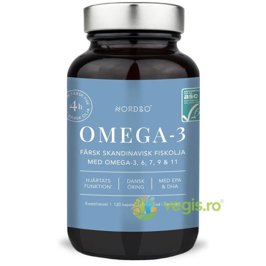 Omega-3, 6, 9 & 11 Ulei de Peste din Pastrav Danez 120cps