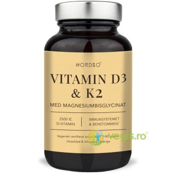 Vitamina D3 (2500UI) + Vitamina K2 + Magneziu Bisglicinat 90cps