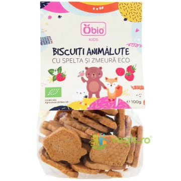 Biscuiti Animalute cu Spelta si Zmeura Ecologici/Bio 100g