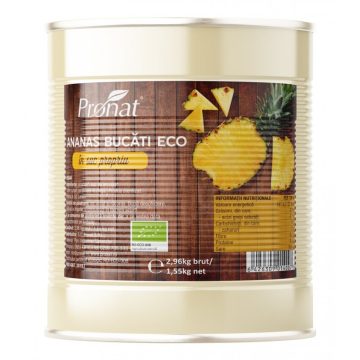 Ananas Bucati in Suc Propriu Ecologic/Bio 2.96kg