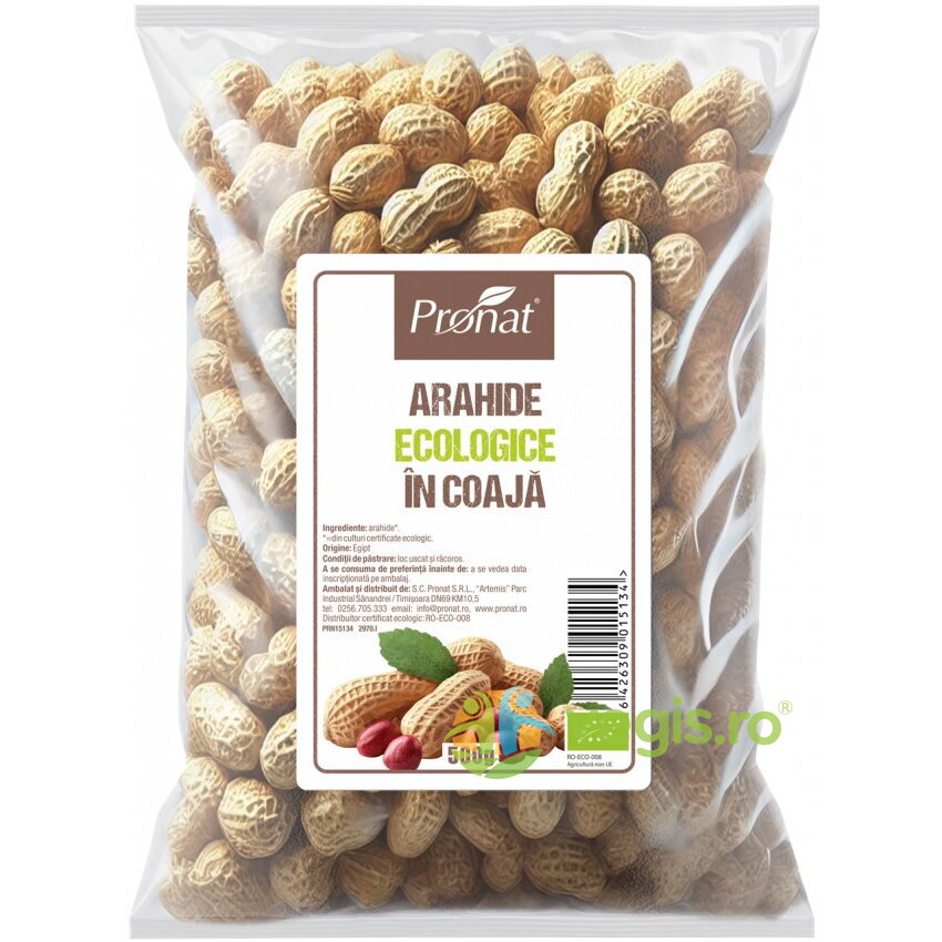 Arahide in Coaja Usor Prajite Nesarate Ecologice/Bio 500g