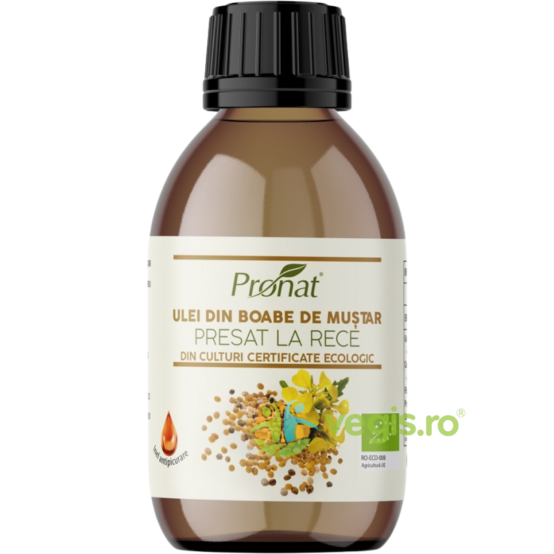 Ulei din Boabe de Mustar Presat la Rece Ecologic/Bio 100ml