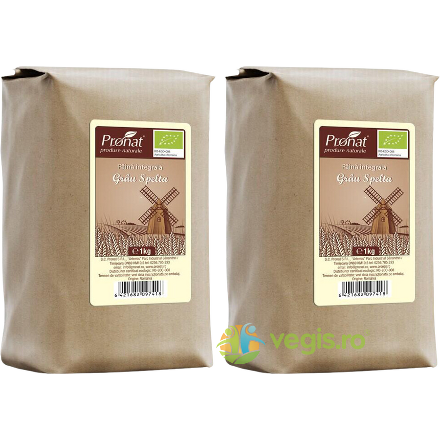 Pachet Faina Integrala de Grau Spelta Ecologica/Bio 1kg+1kg