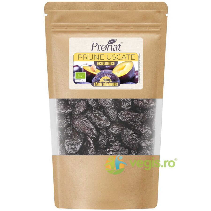 Prune Uscate fara Samburi Ecologice/Bio 600g