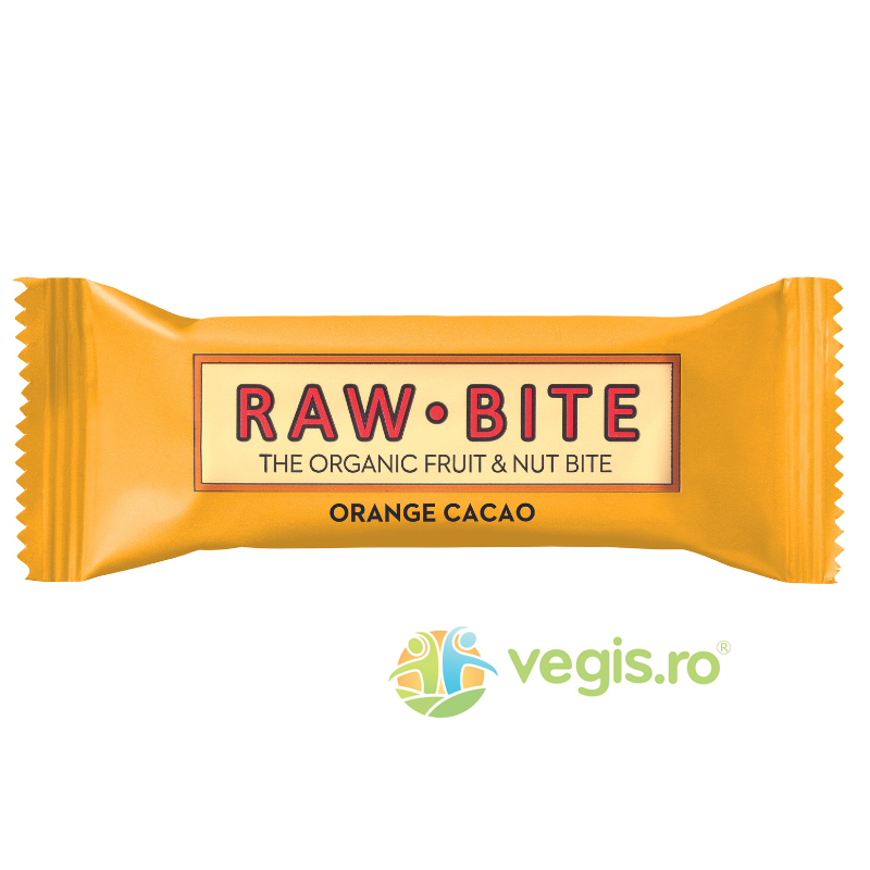 Baton Raw cu Portocale si Cacao fara Zahar Adaugat si fara Gluten Ecologic/Bio 50g